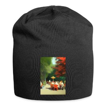 Café asiatique en plein air - Bonnet en jersey - noir - Devant