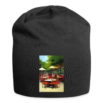 Asiatisches Cafe im Freien - Jersey-Beanie - Schwarz - Vorne