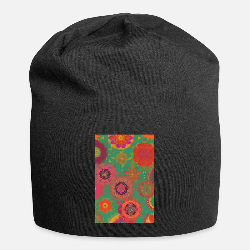 Retro Muster - Jersey-Beanie - Schwarz
