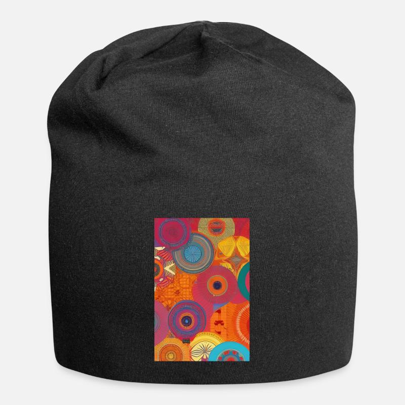 Retro Muster - Jersey-Beanie - Schwarz
