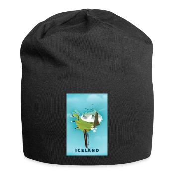 Carte de l’Islande carte de ski - Bonnet en jersey - noir - Devant