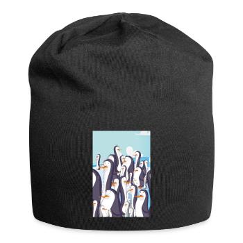 Cute Cartoon Penguins - Jersey Beanie - black - Front