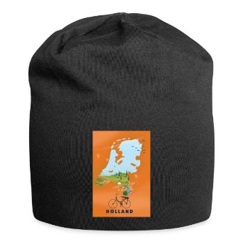 Reisekarte Holland - Jersey-Beanie - Schwarz - Vorne