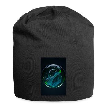 Nuages dans une bulle verte 1 - Bonnet en jersey - noir - Devant