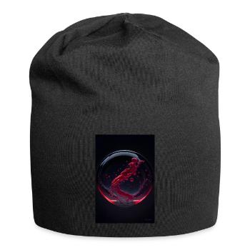 Nuages dans une bulle rouge 2 - Bonnet en jersey - noir - Devant