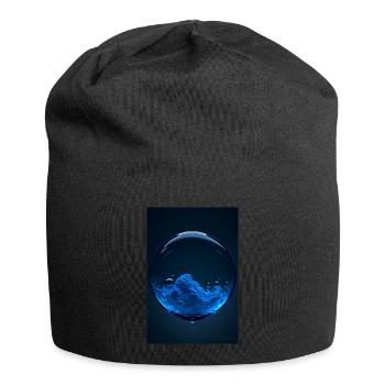 Wolken in einer Blase blau 2 - Jersey-Beanie - Schwarz - Vorne