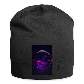 Wolken in einer Blase magenta 1 - Jersey-Beanie - Schwarz - Vorne