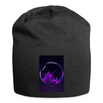 Wolken in einer Blase magenta 2 - Jersey-Beanie - Schwarz - Vorne