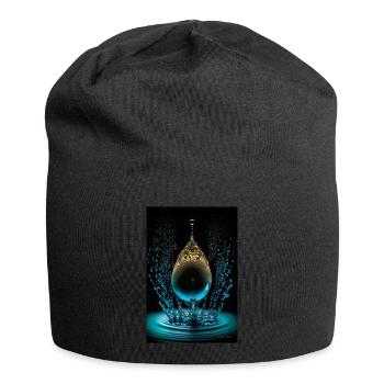 Tropfen cyan 4 - Jersey-Beanie - Schwarz - Vorne
