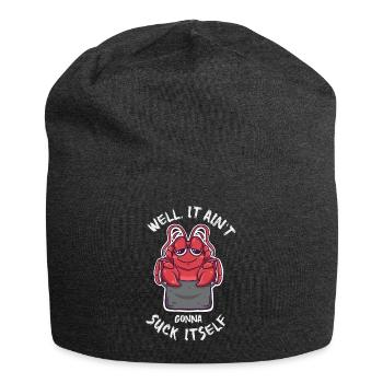 Well It Ain't going to Suck Itself Kawaii Crawfish - Jersey Beanie - charcoal grey - Front