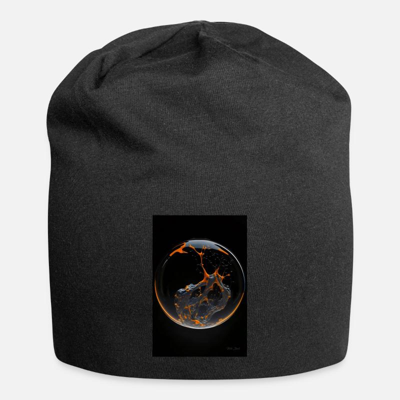 Kaos in a bubble orange 4 - Jersey Beanie - black