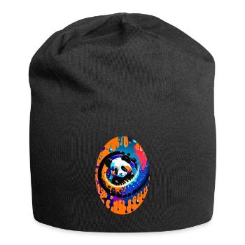 Buntes Kunst Potrait Panda 5 - Jersey-Beanie - Schwarz - Vorne
