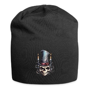 Skull Cylinder Drawing - Jersey Beanie - black - Front