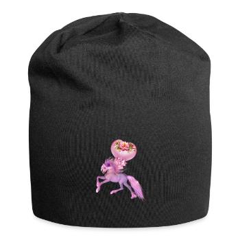 Merveilleux poulain fantastique avec des cœurs. - Bonnet en jersey - noir - Devant
