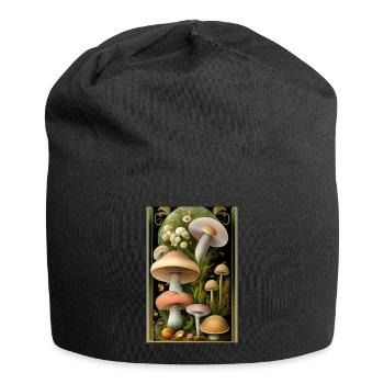 Pilze - Jersey-Beanie - Schwarz - Vorne
