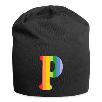 Letter P Rainbow - Jersey Beanie - black - Front