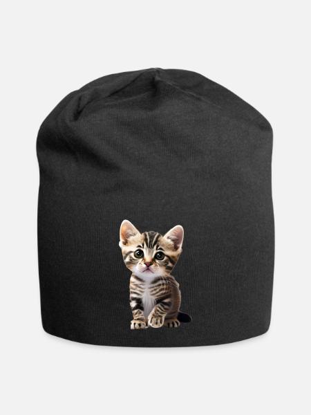 Cute young cat waiting for cuddles - Jersey Beanie - black