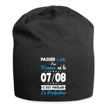 Anniversaire - Né le 7 Août Frôler perfection - Bonnet en jersey - noir - Devant