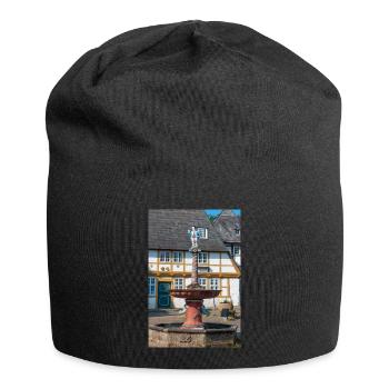 Brunnen auf historischem Marktplatz Goslar - Jersey-Beanie - Schwarz - Vorne
