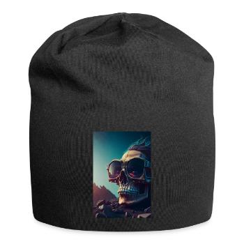 Skull sunglasses! Unique style original humor - Jersey Beanie - black - Front