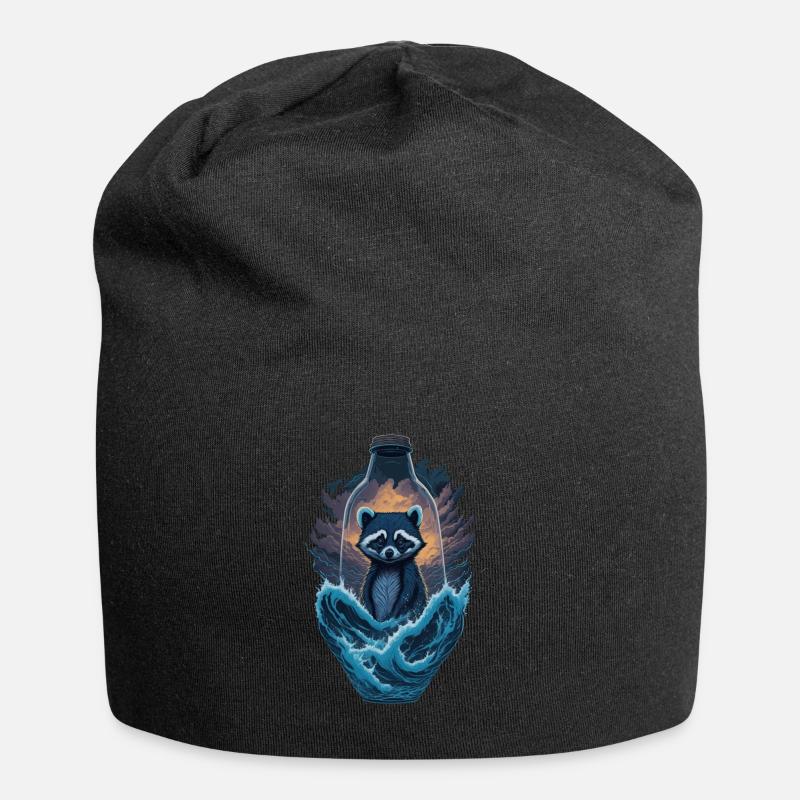 Waschbär Flasche - Jersey-Beanie - Schwarz