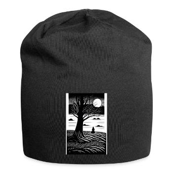 Pleine Lune en noir et blanc - Bonnet en jersey - noir - Devant