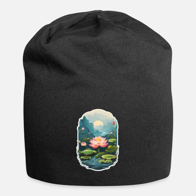 fleur de lotus - Bonnet en jersey - noir