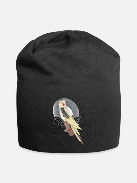 Nymphensittich Kakadu Illustration - Jersey-Beanie - Schwarz