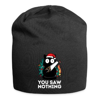 Weihnachten - Du hast nichts gesehen - Katzentannenbaum - Jersey-Beanie - Schwarz - Vorne