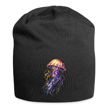 Qualle Aquarell - Jersey-Beanie - Schwarz - Vorne