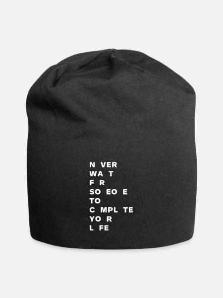 Never wait for someone - Jersey-Beanie - Schwarz