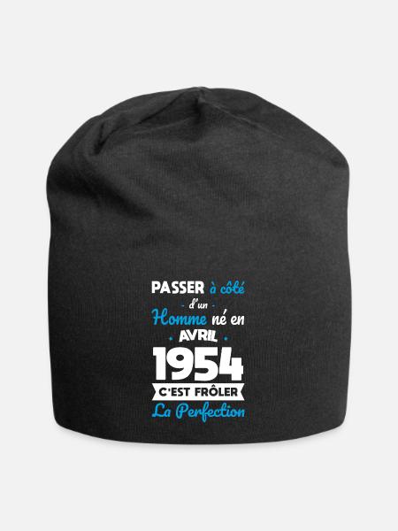 70. Geburtstag - geboren im April 1954 - Jersey-Beanie - Schwarz