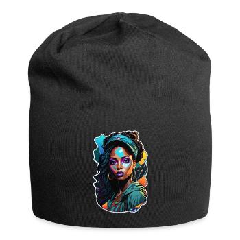 Afro Frau - Schönheit - Jersey-Beanie - Schwarz - Vorne