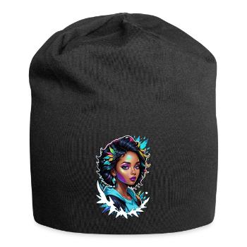 Afro Frau - Schönheit - Jersey-Beanie - Schwarz - Vorne