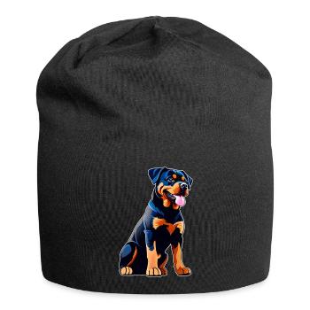 Niedlicher Rottweiler im Comic Style - Jersey-Beanie - Schwarz - Vorne