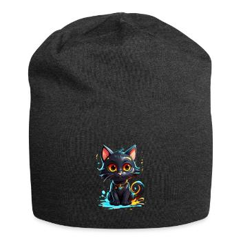 Schwarzes Kätzchen - Jersey-Beanie - Anthrazit - Vorne
