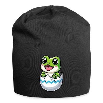 Oeuf de Pâques coloré avec motif de grenouille à éclore - Bonnet en jersey - noir - Devant