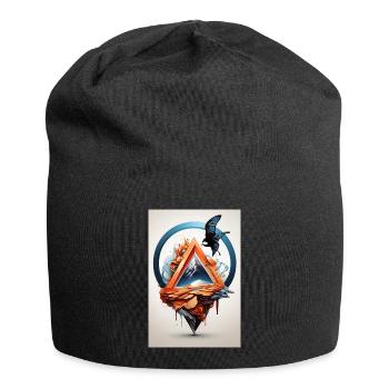 Eagle on melting mountains - Jersey Beanie - black - Front