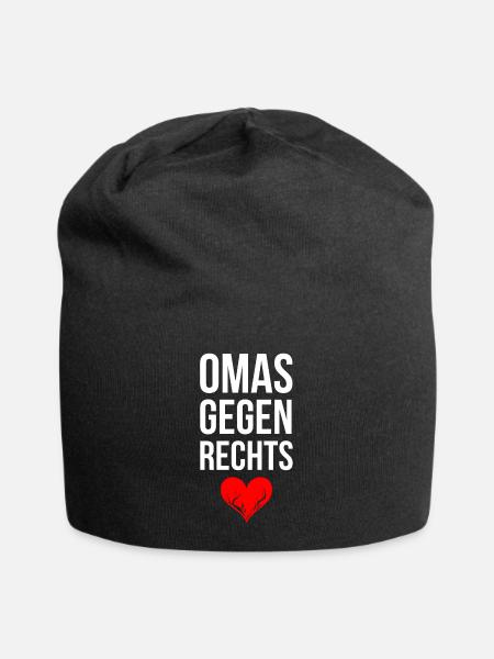 OMAS GEGEN RECHTS mit Herz - Jersey-Beanie - Schwarz