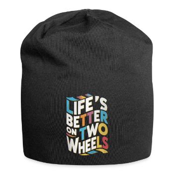 Life's better on two wheels font mosaic - Jersey Beanie - black - Front