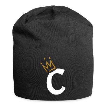 Lettre C - initiale lettre C - Bonnet en jersey - noir - Devant