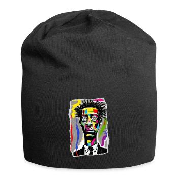 Lebendiges Stadtporträt - Jersey-Beanie - Schwarz - Vorne