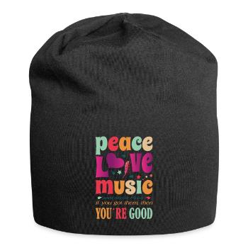 Hippie drôle rime paix, amour, musique, nourriture - Bonnet en jersey - noir - Devant