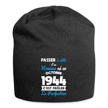 80th Birthday - Born in October 1944 - Jersey Beanie - black - Front