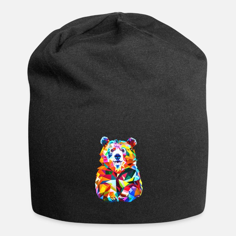 Polygon Bear - Jersey Beanie - black