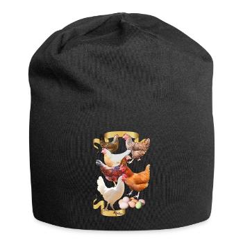Alex' Hühner - Jersey-Beanie - Schwarz - Vorne