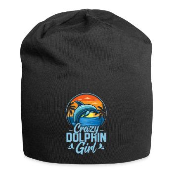 Crazy Dolphin Girl Marine Biology Beach Vacation - Jersey Beanie - black - Front