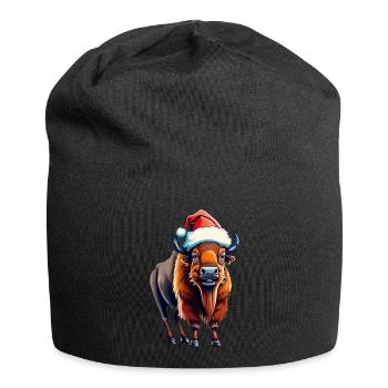 Bison Weihnachten Santa - Jersey-Beanie - Schwarz - Vorne