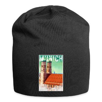 Affiche de voyage vintage de Munich avec la Frauenkirche - Bonnet en jersey - noir - Devant