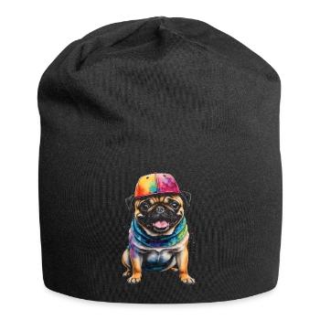Carlin Snapback Cap Chien Coloré Drôle Design Imprimer - Bonnet en jersey - noir - Devant